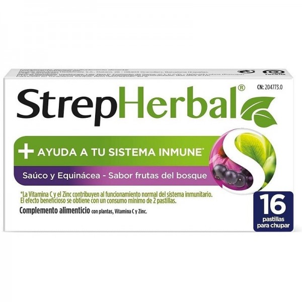 Strepherbal 16 Pastillas para Chupar Sabor Sauco